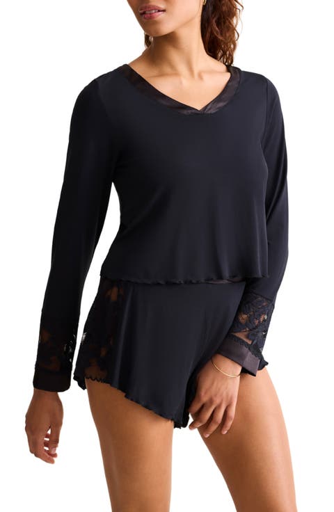 Parisian Nights Lace Trim Short Pajamas