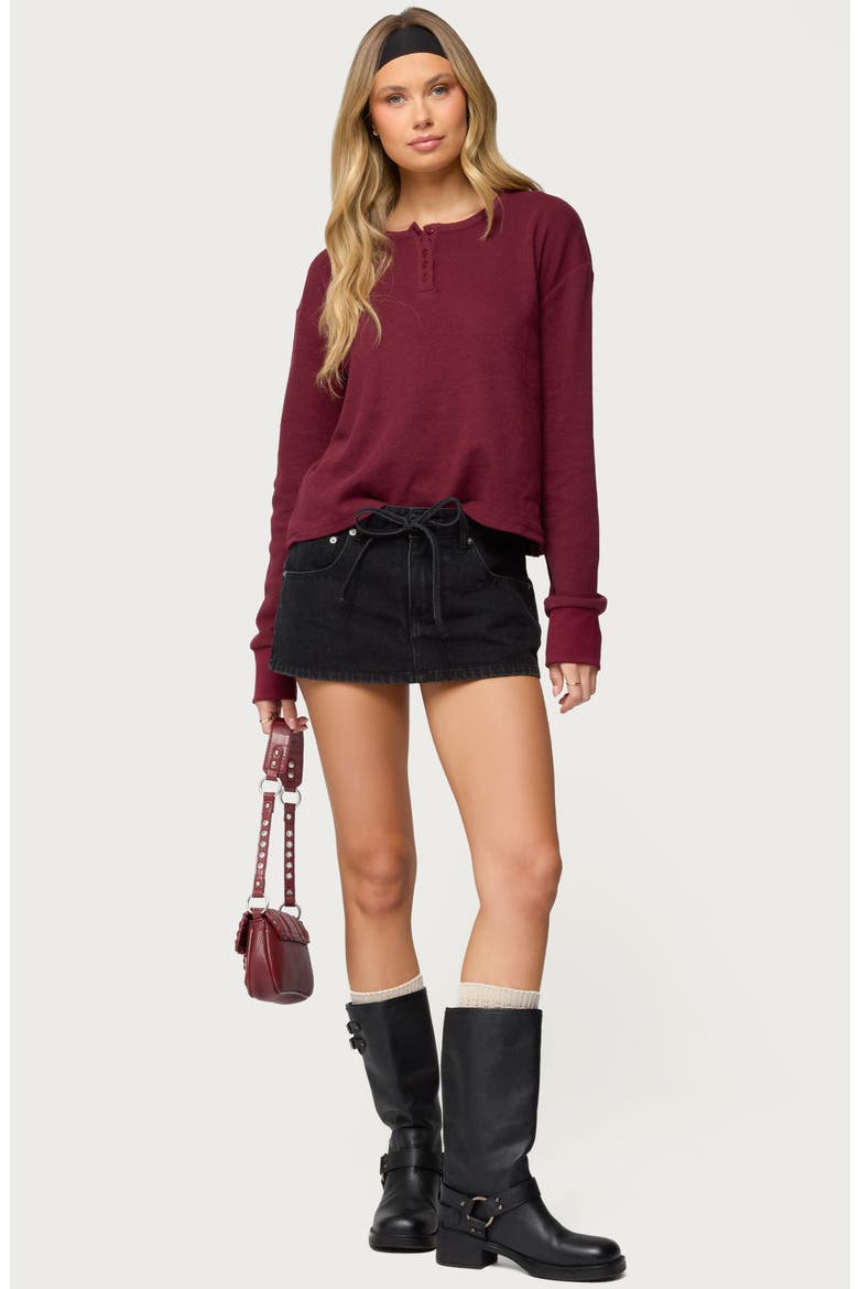 Deni Henley Shirt, Alternate, color, BURGUNDY