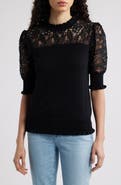 Elie Tahari The Felicity Lace Panel Sweater