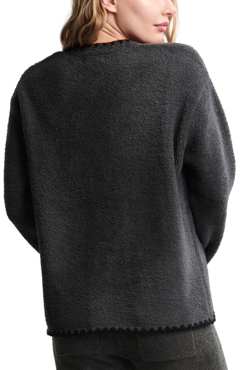 Barefoot Dreams<sup>®</sup> CozyChic<sup>®</sup> Blanket Stitch Cardigan with Detachable Scarf, Alternate, color, Dark Moss