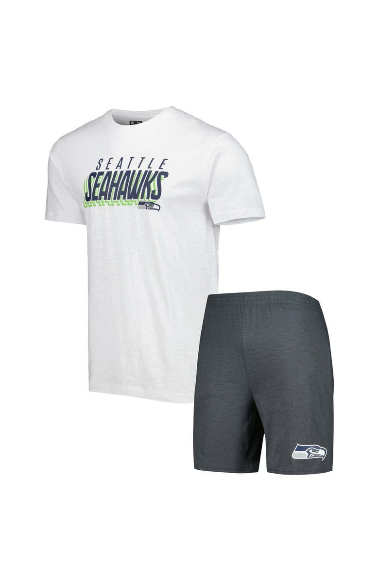 CONCEPTS SPORT Men's Concepts Sport Charcoal/White Seattle Seahawks Downfield T-Shirt & Shorts Sleep Set, Main, color, Charcoal