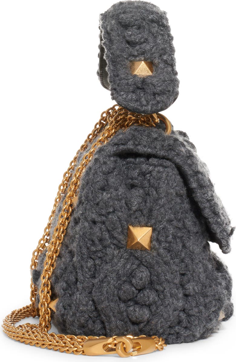 Valentino Garavani Medium Roman Stud Cashmere Shoulder Bag, Alternate, color,