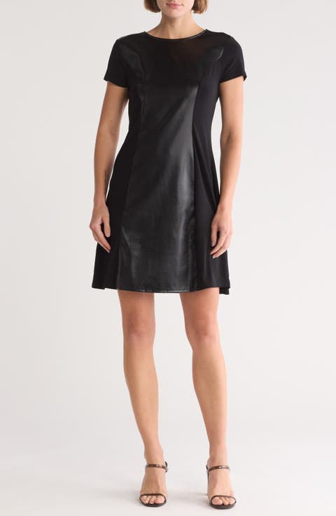 Faux Leather A-Line Dress