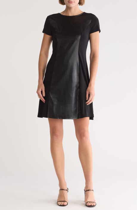 TASH AND SOPHIE Faux Leather A-Line Dress
