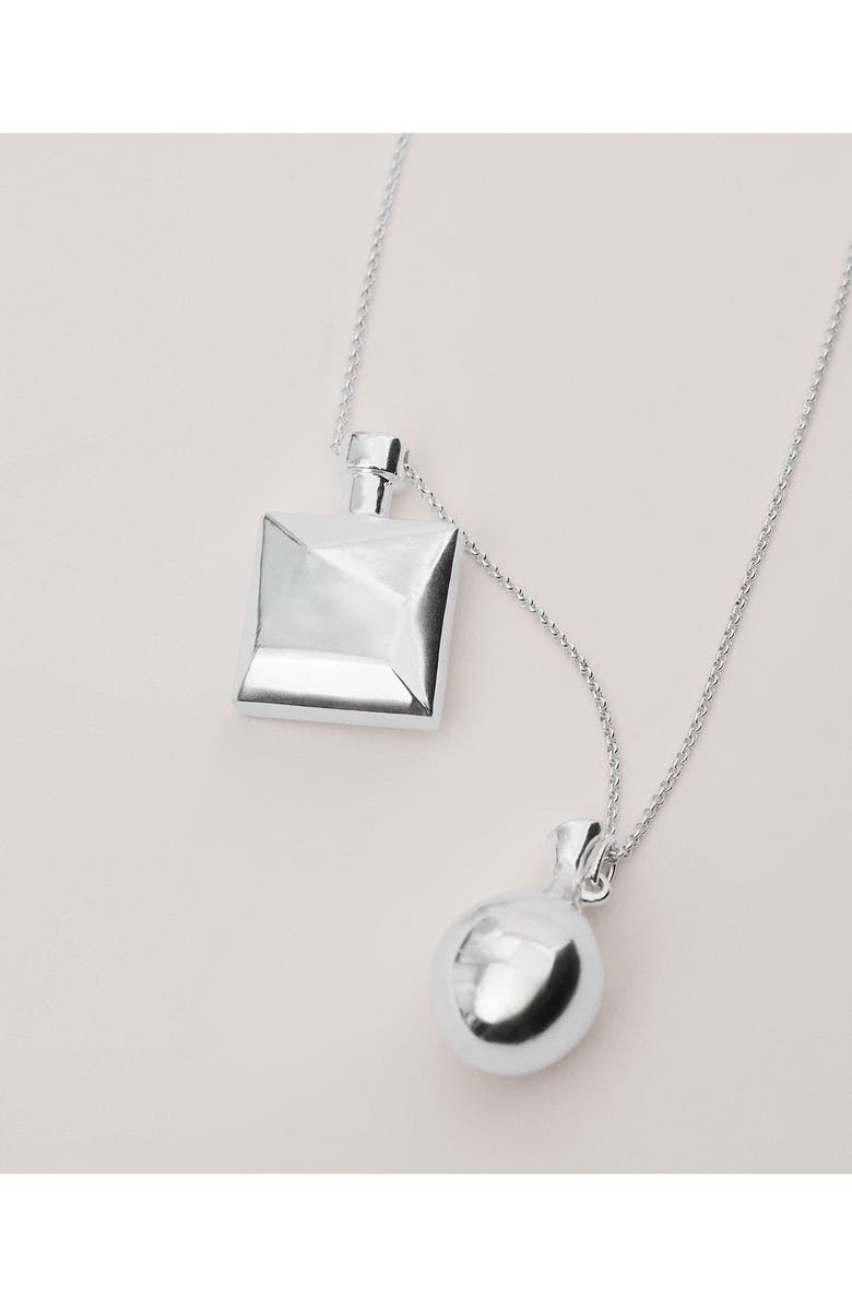 MANGO Geometric Charm Necklace, Alternate, color, Silver