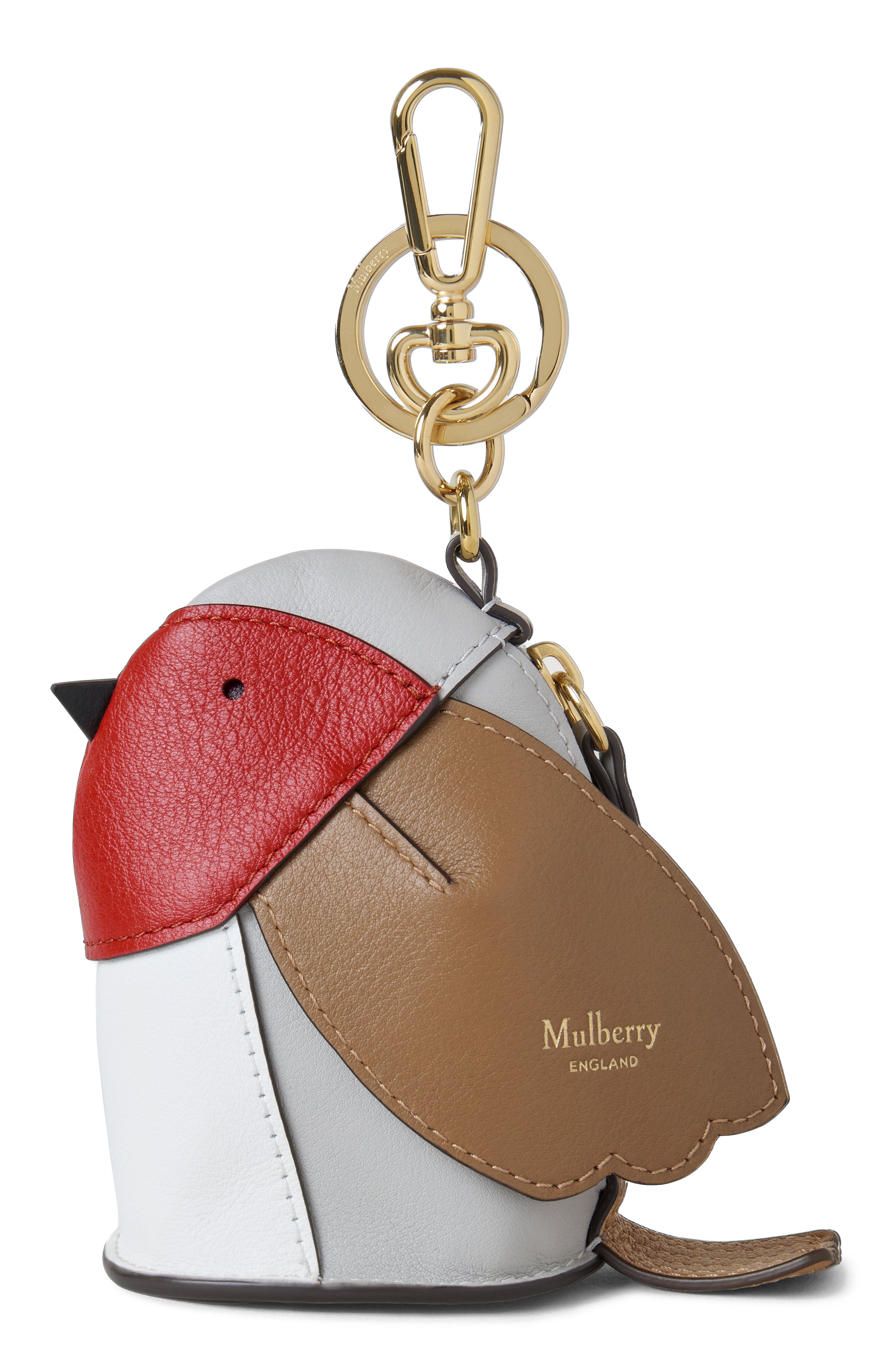 Mulberry Robin Pouch Keyring, Main, color, 
