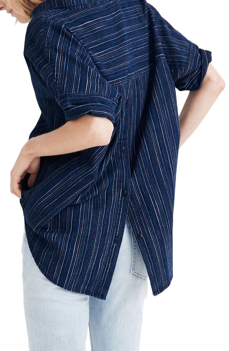 Madewell Courier Button Back Shirt in Cecile Stripe, Alternate, color, 