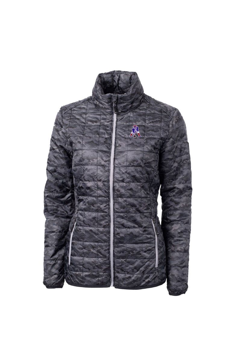 Cutter & Buck Women's Cutter & Buck Black New England Patriots Throwback Logo Rainier PrimaLoft Printed Full-Zip Puffer Jacket, Alternate, color, 