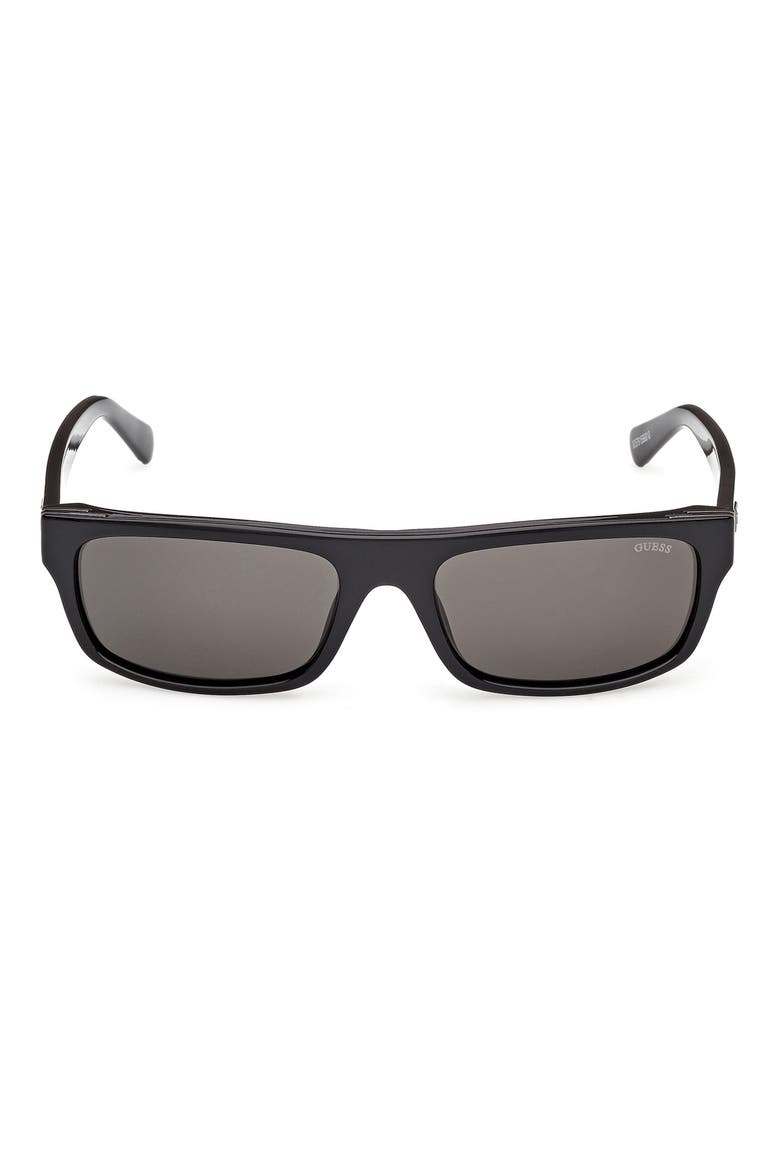 Rectangular Sunglasses, Main, color, SHINY BLACK / SMOKE