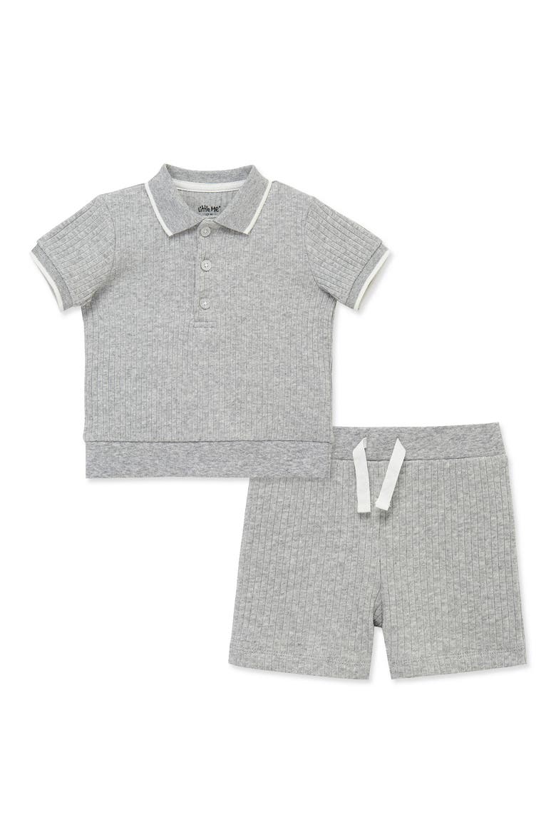 Rib Polo & Shorts Set, Main, color, GREY