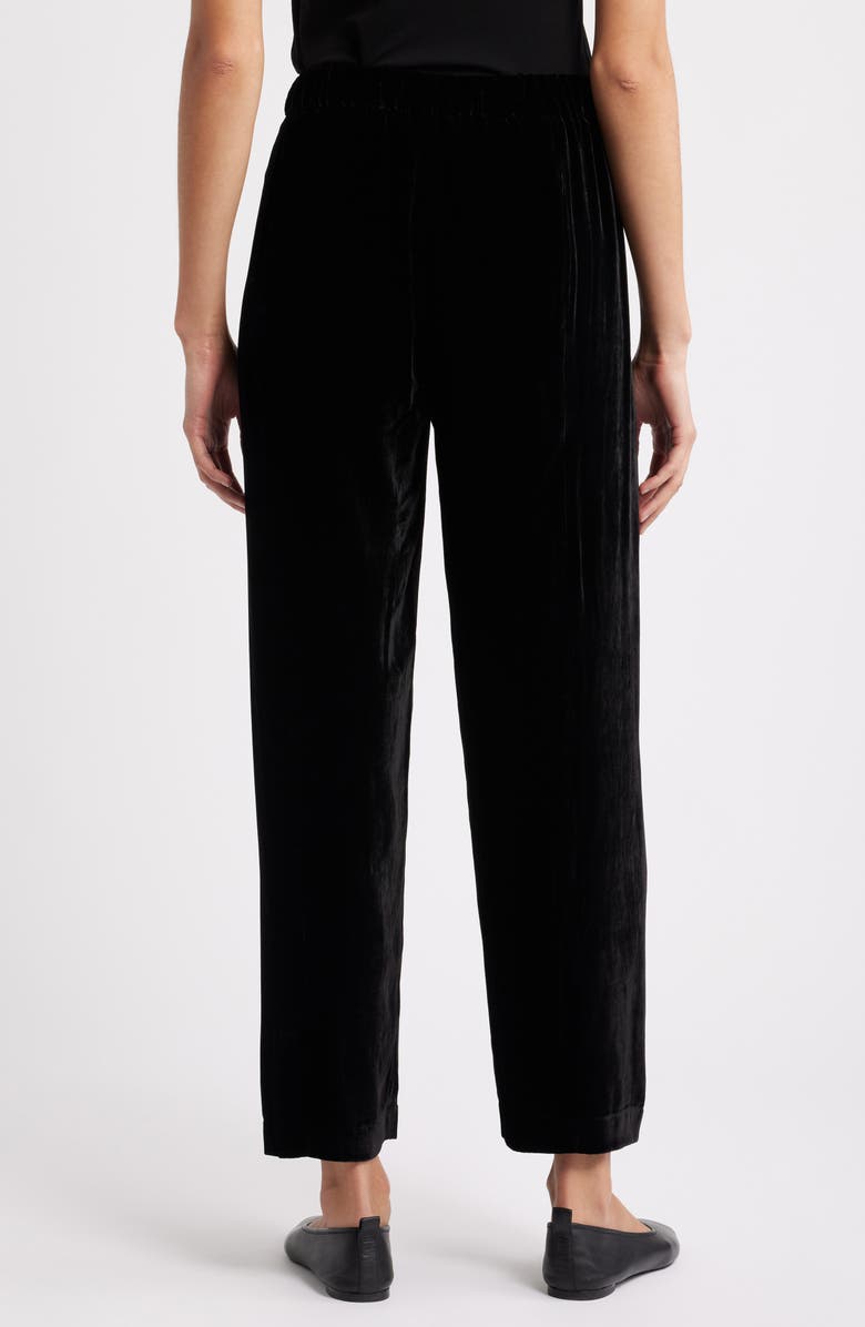 Eileen Fisher Straight Leg Velvet Ankle Pants, Alternate, color, Black