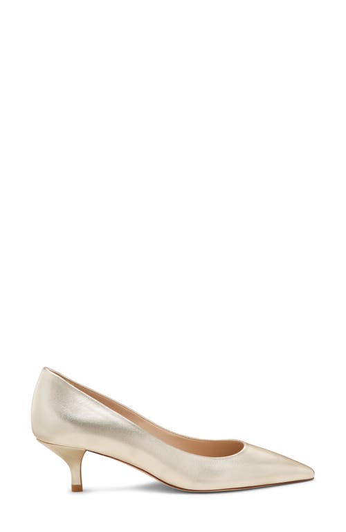Stuart Weitzman Stuart Metallic Leather Kitten-heel Pumps In Light Gold.