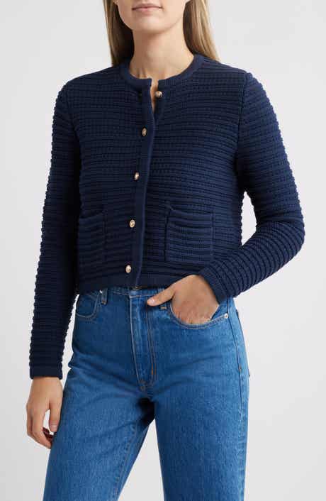 Caslon® Textured Pima Cotton Cardigan