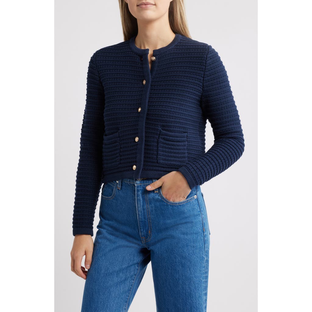Caslon ® Textured Pima Cotton Cardigan In Blue