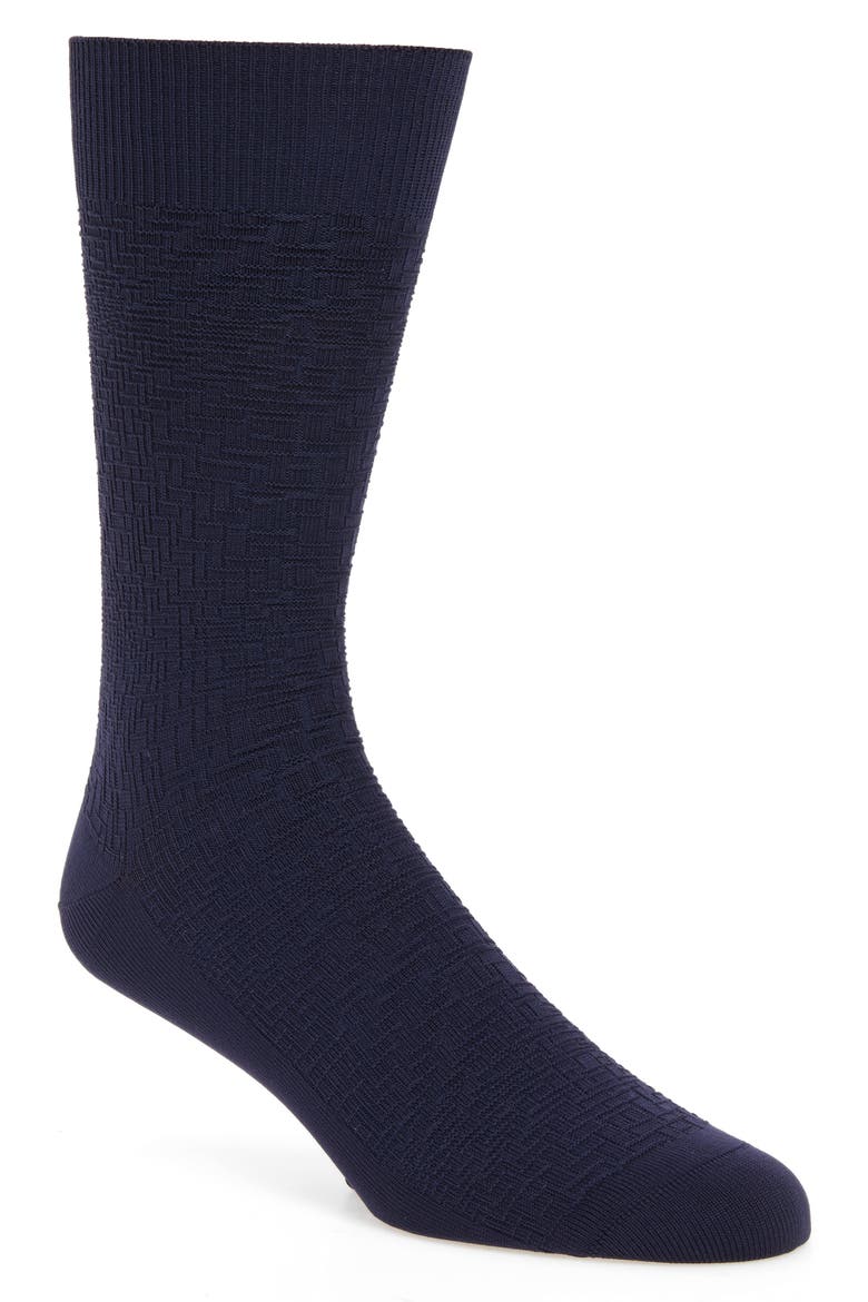 Distorted Texture Crew Socks, Main, color, MARINE BLUE