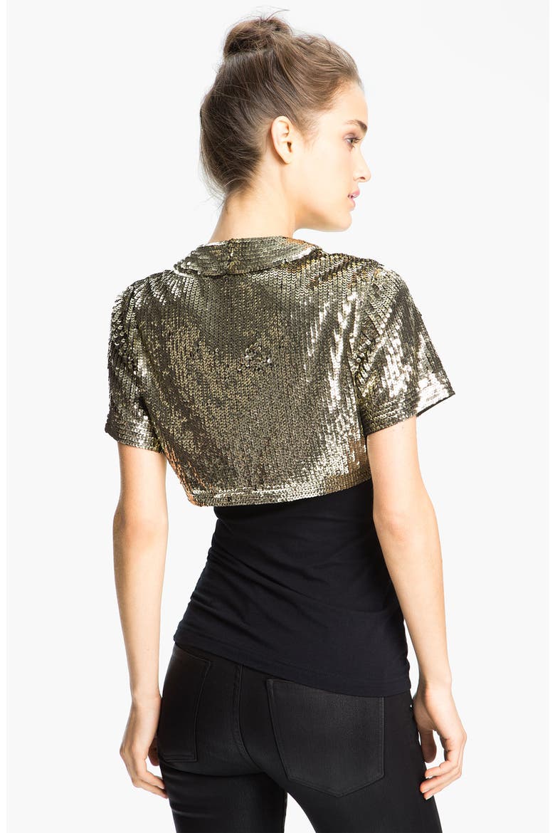 Short Sleeve Sequin Bolero, Alternate, color, GOLD