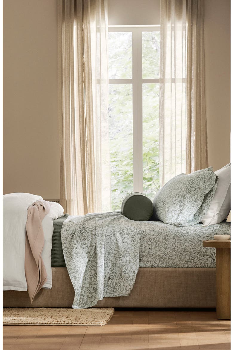 Signature Garden Print Hemmed Organic Cotton Sheet Set, Alternate, color, MEADOW