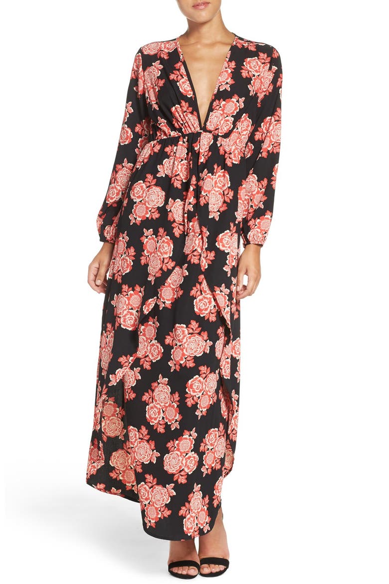 Floral Maxi Dress, Alternate, color, RED BLOSSOM