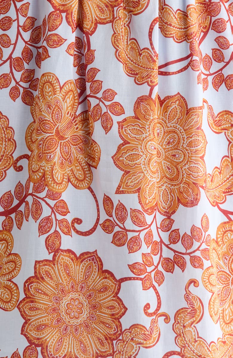 SUGARLIPS Siany Floral Debory Smocked Detail Button-Up Shirt, Alternate, color, Brown-Blu