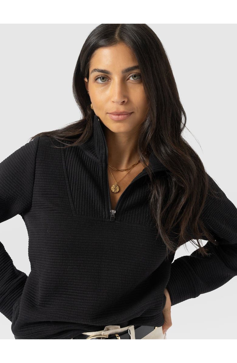 Saint + Sofia Halsey Quarter Zip, Alternate, color, Black Ottoman
