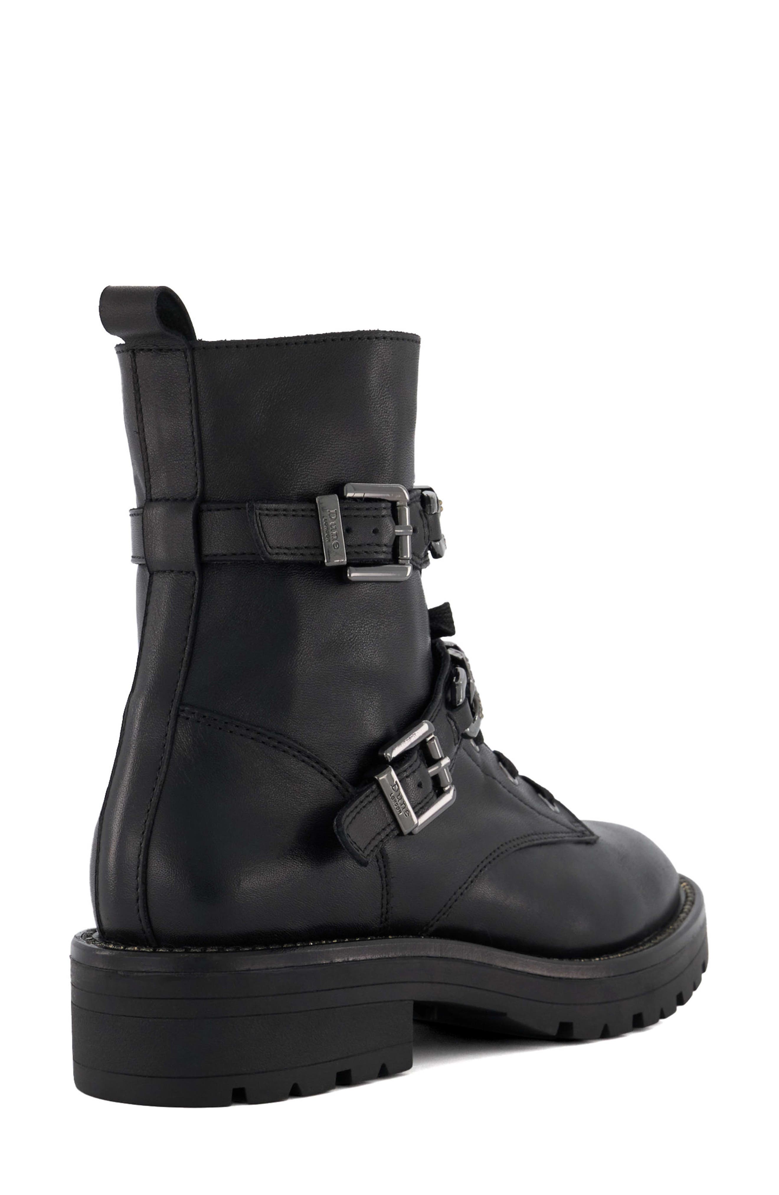 Dune London Plazas Combat Boot, Alternate, color, Black