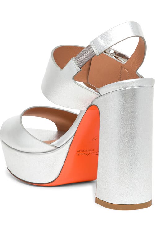 Santoni Laminated Leather High-heel Sandal In Silver