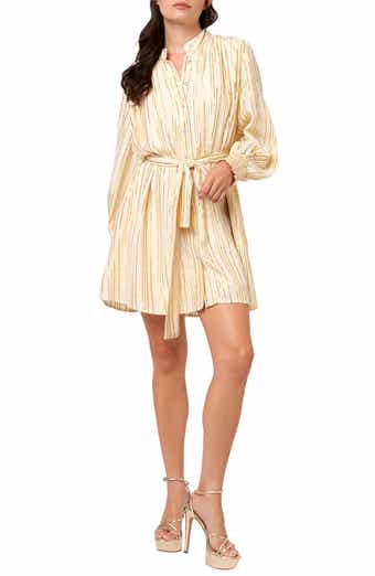CIEBON Sondra Print Tie Waist Long Sleeve Minidress