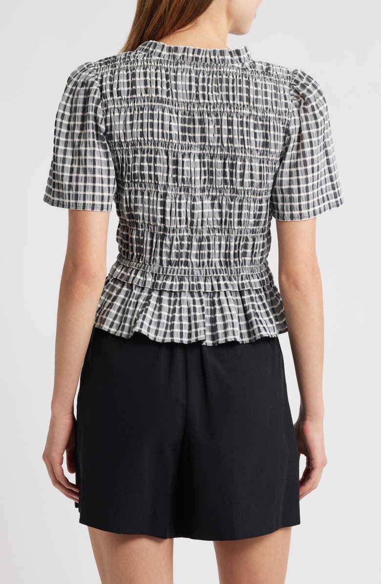 Rails Portia Stripe Smocked Ruffle Seersucker Crop Top, Alternate, color, Ash Seersucker