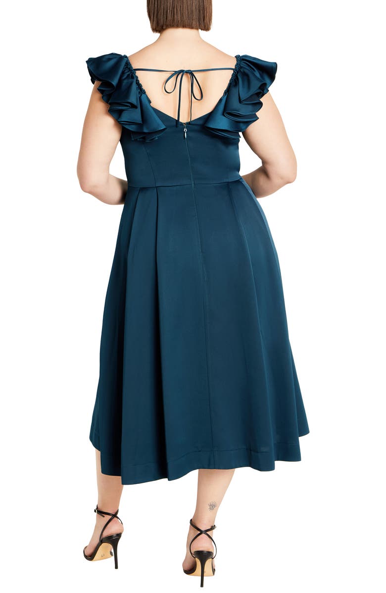 City Chic Roselyn Ruffle Sleeve Dress, Alternate, color, Emerald