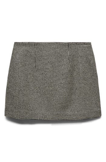 Mango Houndstooth Miniskirt In Black