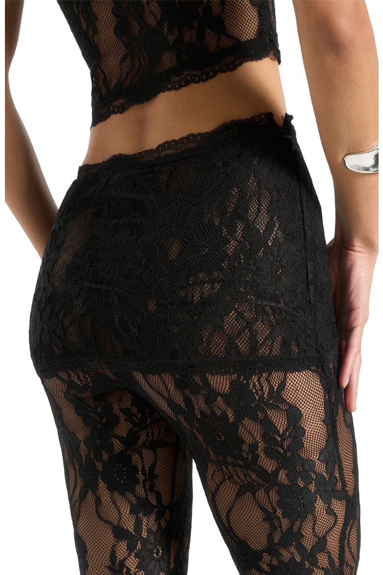 Aimee Lace Asymmetric Capri Leggings, Alternate, color, Black