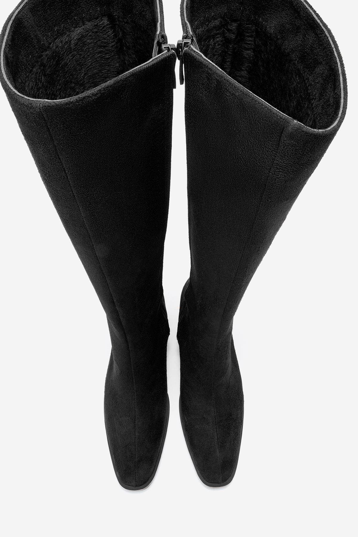 Venia Block Heel Boot, Alternate, color, Black Suede Faux Leather