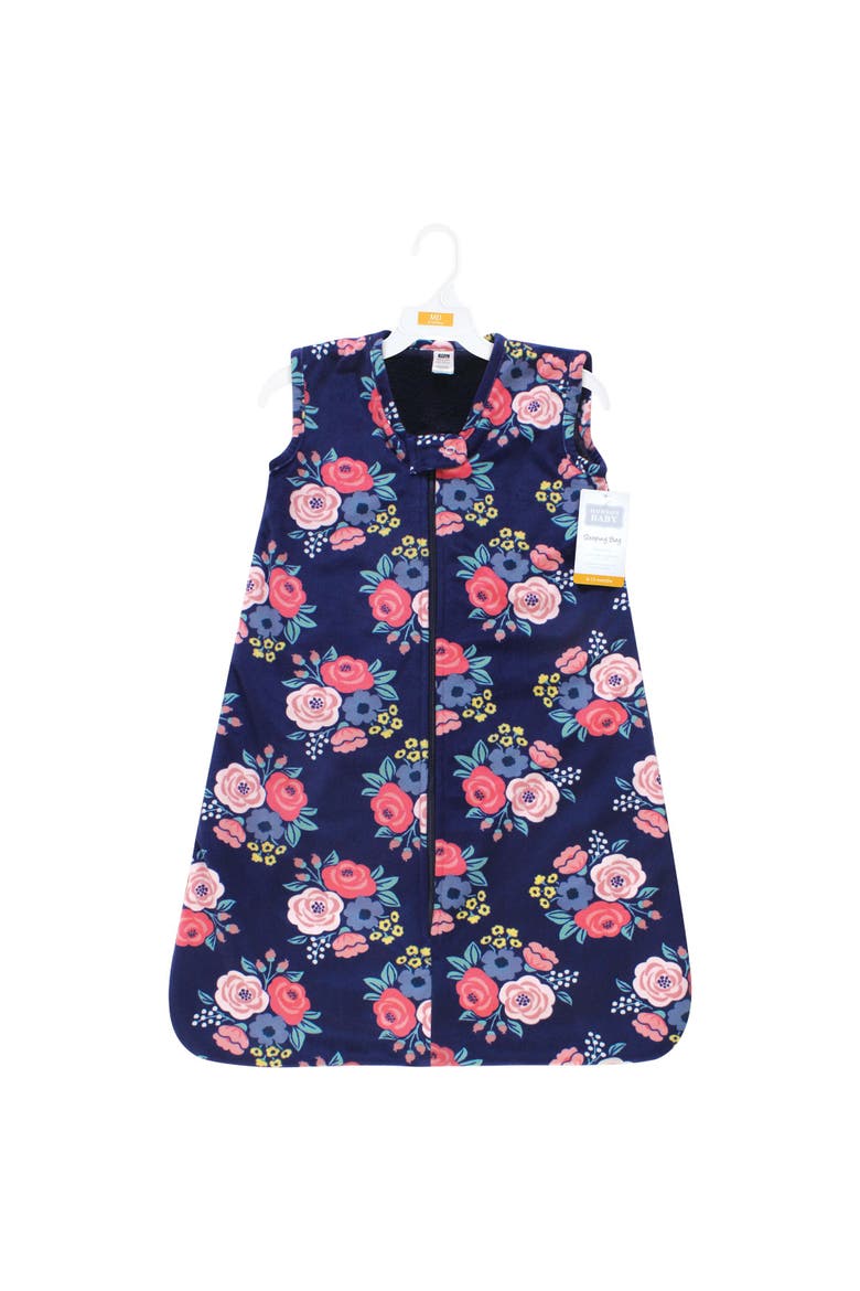 Luxurious Faux Fur Sleep Pouch and Lounging Wrap, Alternate, color, Navy Bold Floral