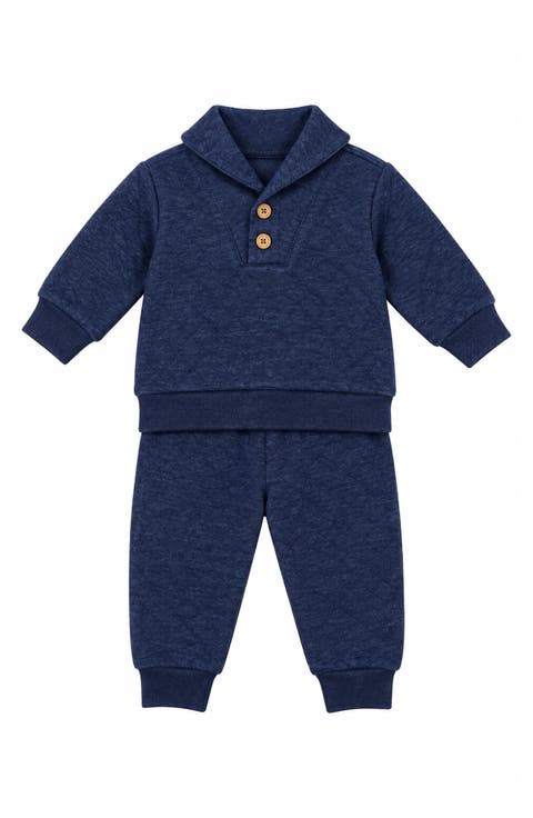 Shawl Collar Fleece Pullover & Joggers Set