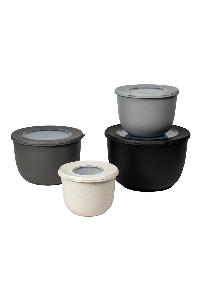 Set of 4 Stackable Melamine Mixing Bowls, Main, color, GREY MULTI