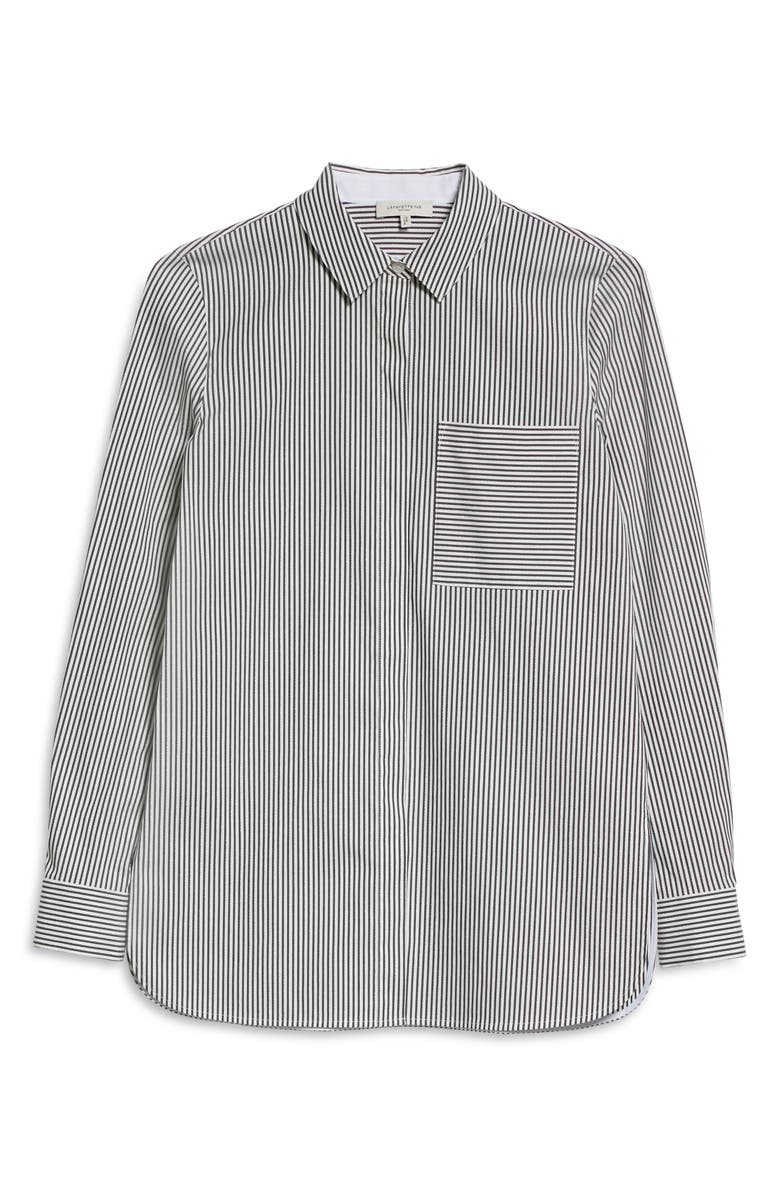 Lafayette 148 New York Ruxton Stripe Cotton Blend Shirt, Alternate, color, Castle Grey Multi