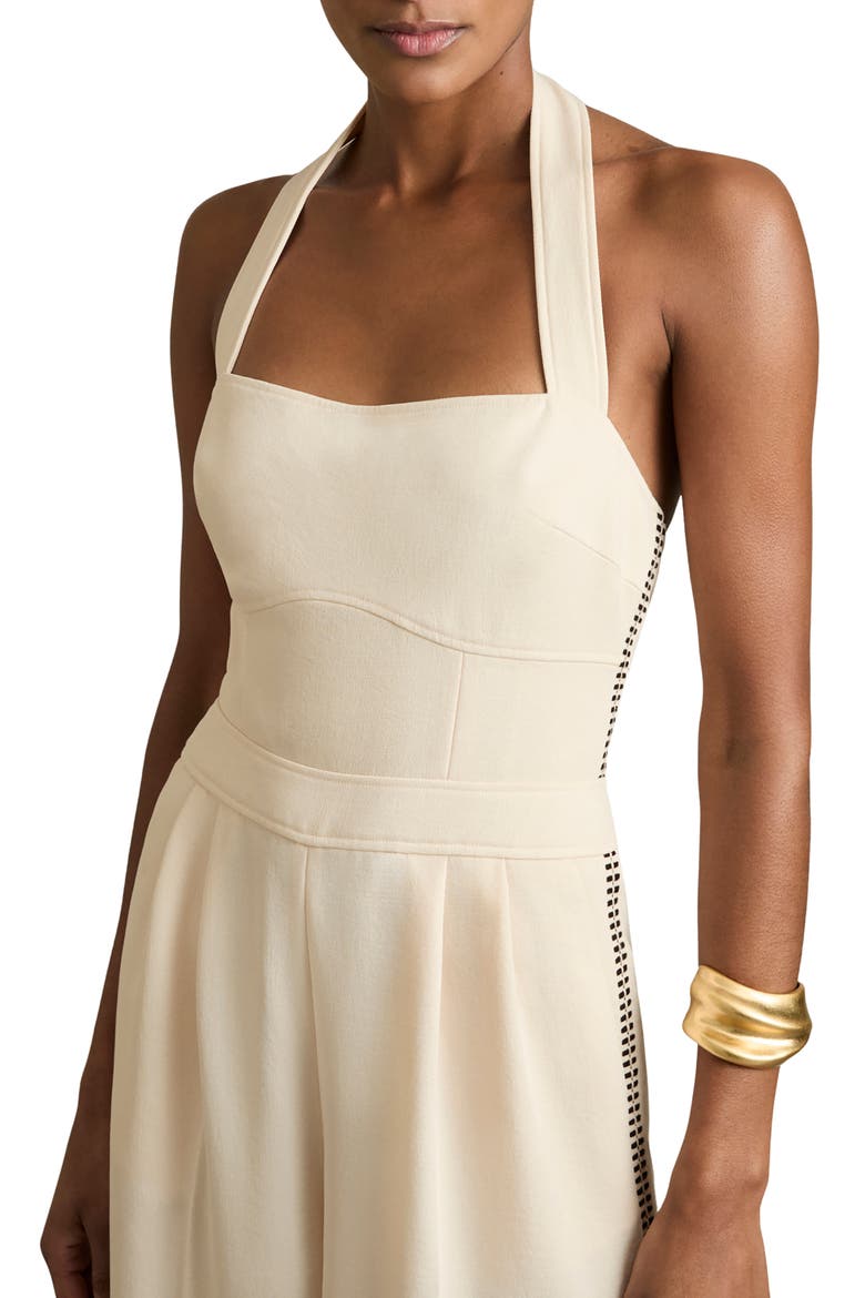 Viola Pleated Wide Leg Jumpsuit, Alternate, color, CREAM