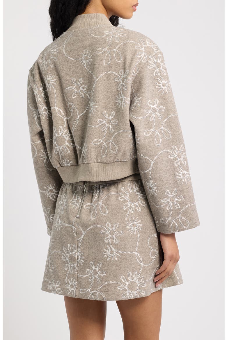 Botanic Embroidered Bomber Jacket, Alternate, color, OYSTER HEATHER