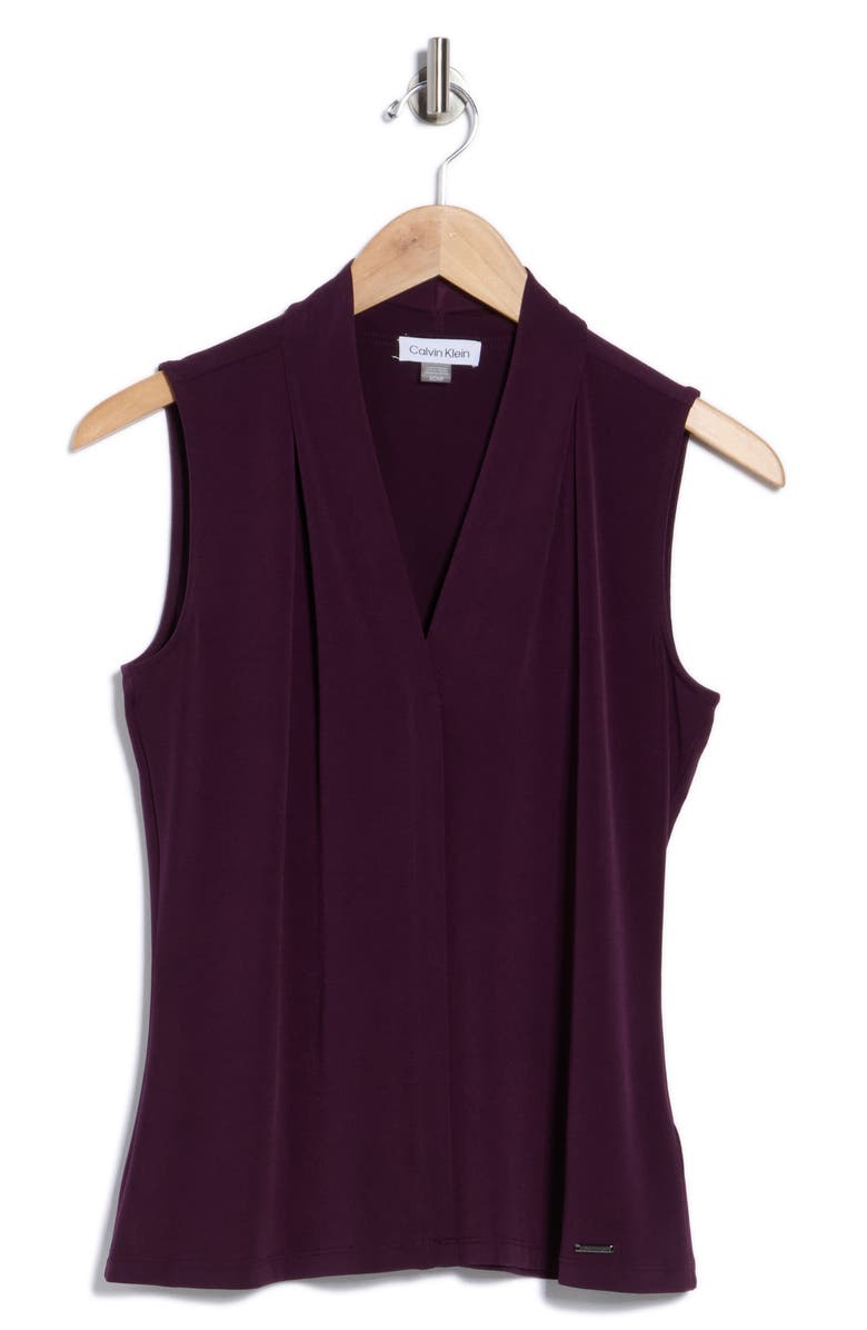 Calvin Klein Surplice Shell, Alternate, color, Aubergine