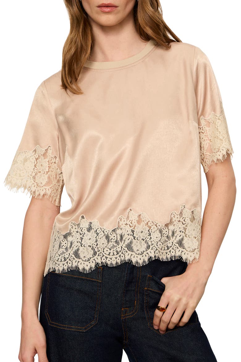 One of a Kind Satin & Lace Top, Main, color, HAZELNUT BROWN
