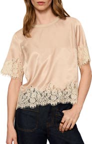 Sanctuary One of a Kind Satin & Lace Top