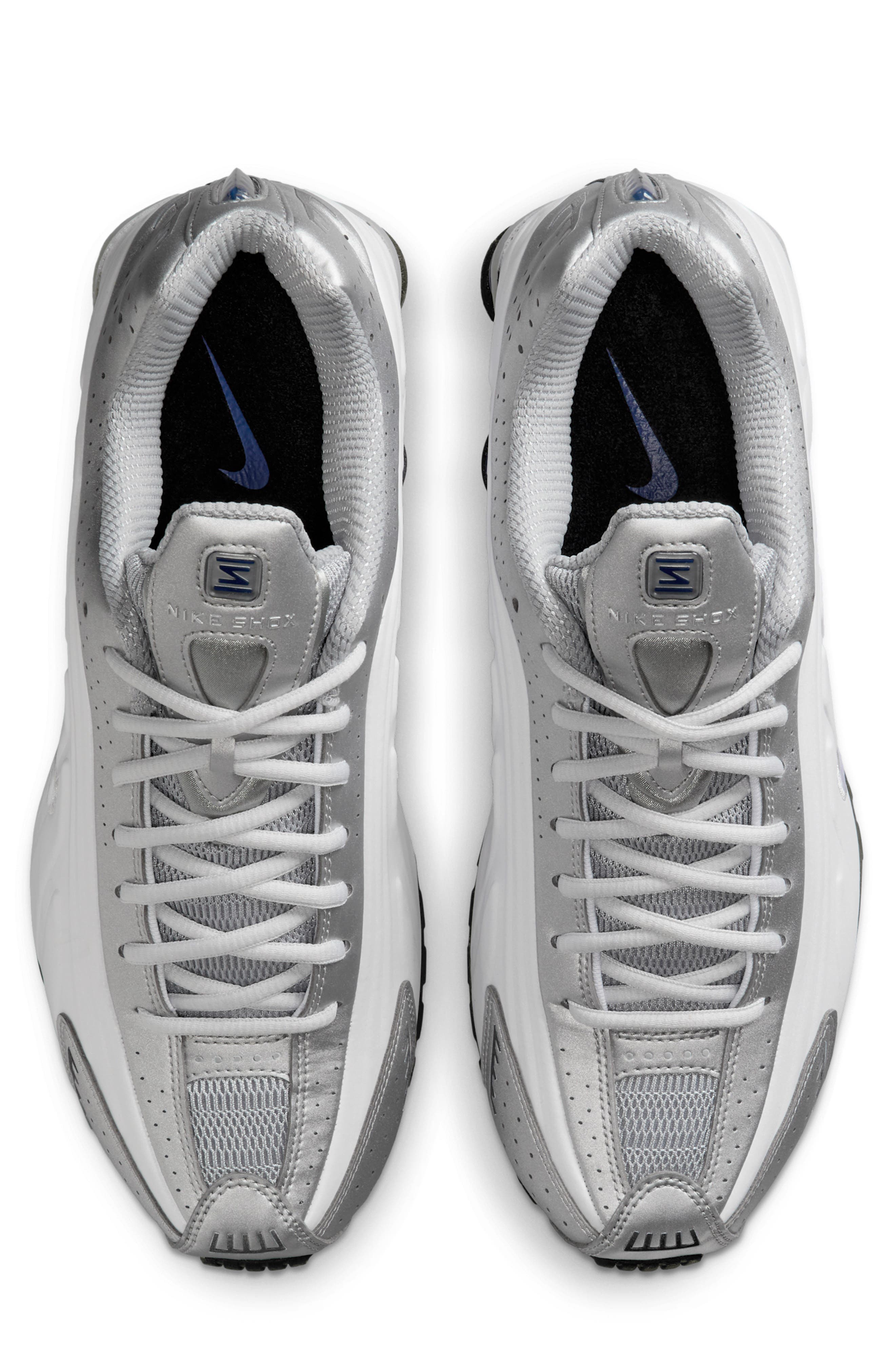 Shox R4 Sneaker, Alternate, color, WHITE/ METALLIC SILVER
