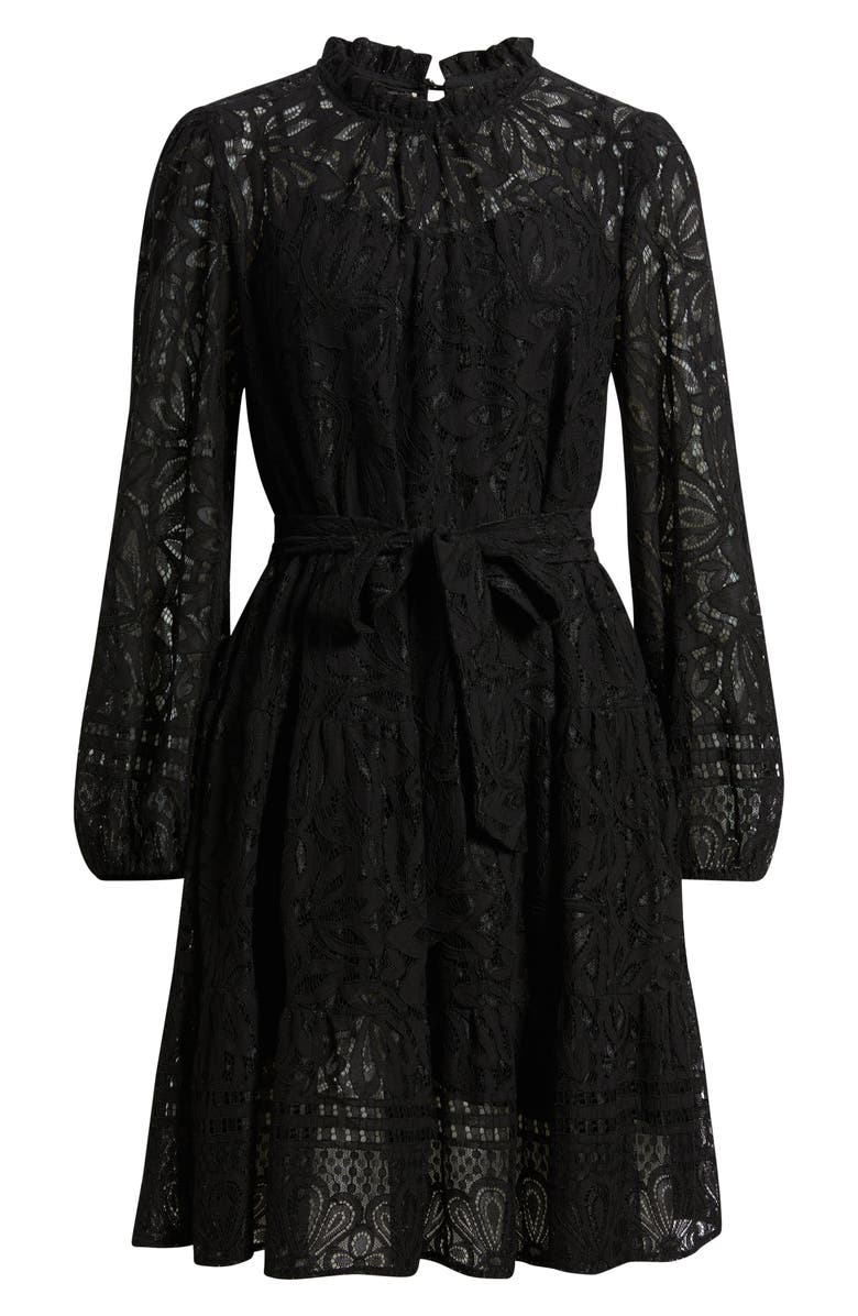 Julia Jordan Long Sleeve Tiered Lace Dress, Alternate, color, Black