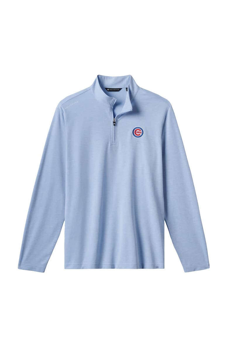 TravisMathew Men's TravisMathew  Light Blue Chicago Cubs Time to Tailgate Tri-Blend Quarter-Zip Pullover, Alternate, color, 