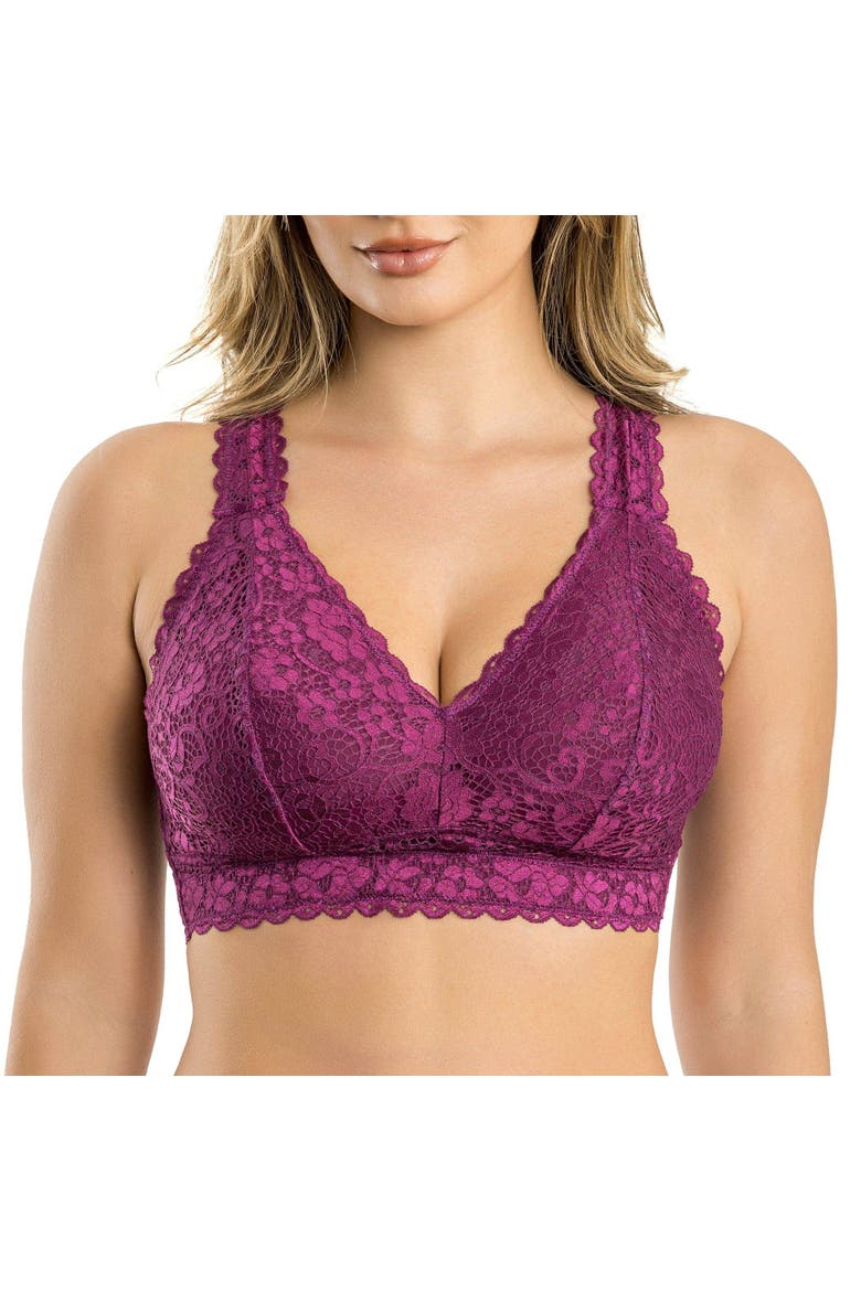Adriana Wire-Free Lace Bralette, Main, color, Blackberry