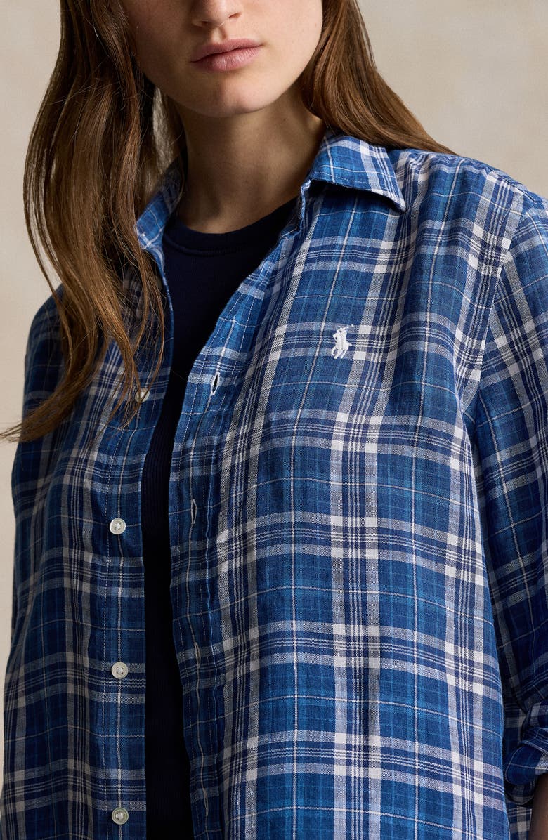 Polo Ralph Lauren Plaid Linen Button-Up Shirt, Alternate, color, 