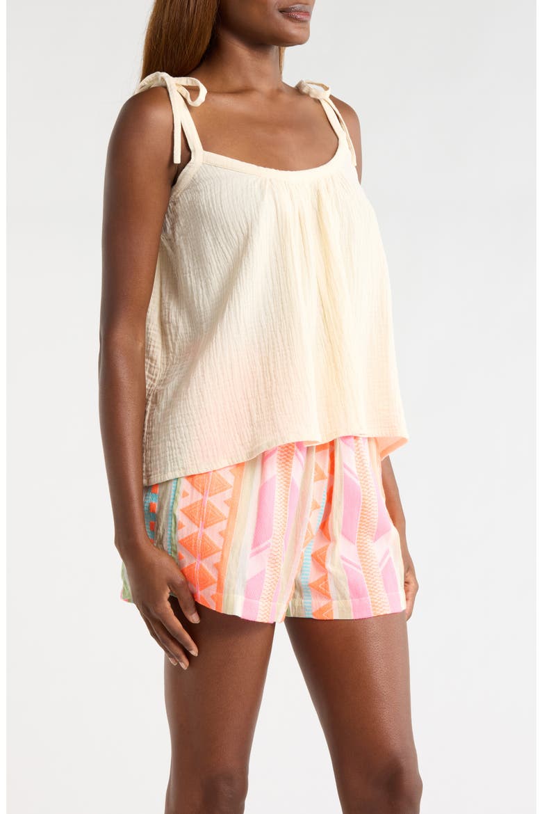 Tie Strap Cotton Gauze Cover-Up Top, Alternate, color, NATURAL