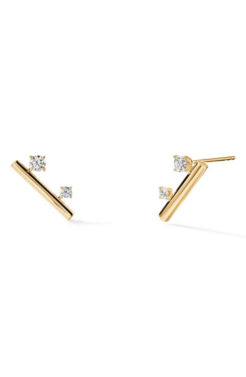 Barre 18K Gold Floating Diamond Climber Earrings, 0.30ct.