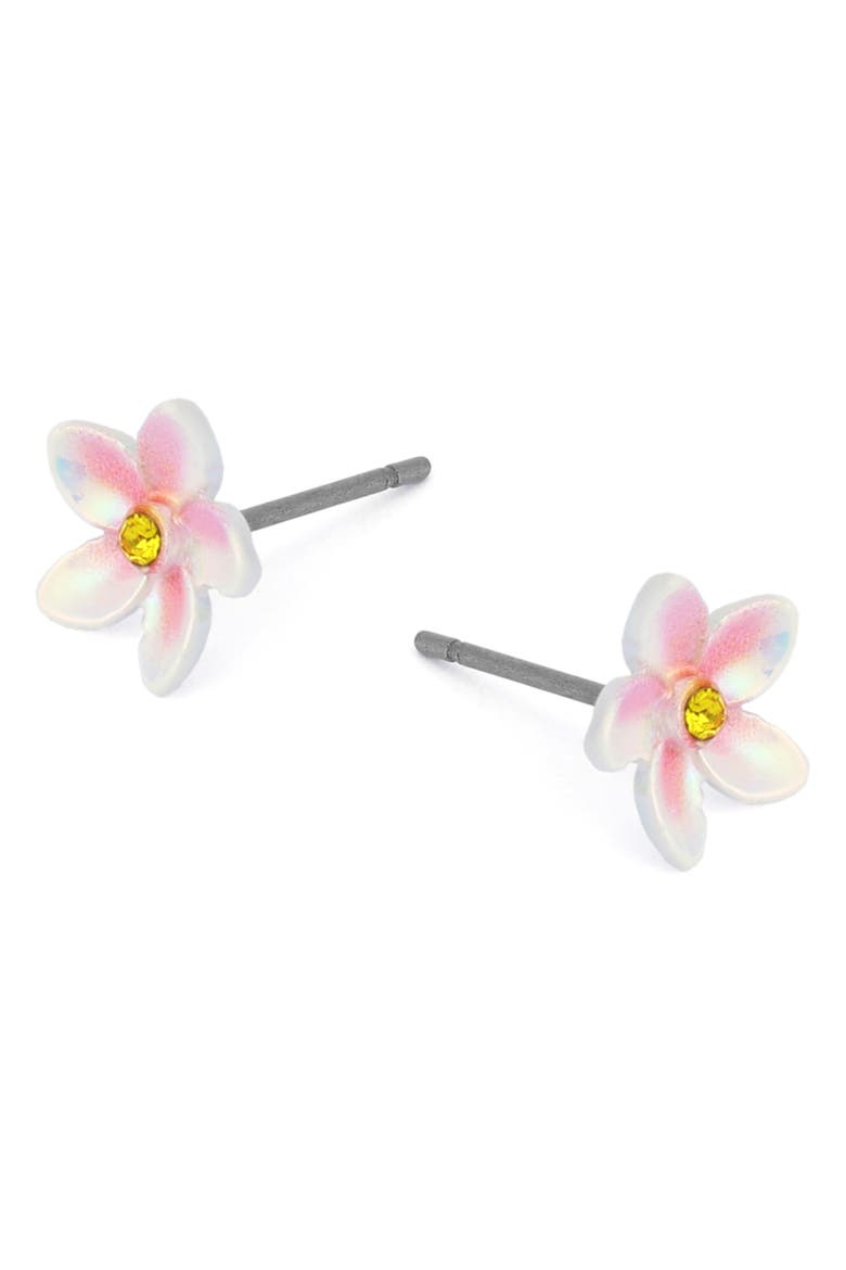 Beach Flower Stud Earrings, Alternate, color, PINK