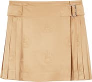 Burberry Petula Equestrian Knight Pleated Silk Wrap Miniskirt